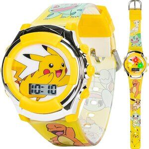 NEW! Kids Pokemon Digital LCD Quartz Watch for Boys, Girls Pikachu Yellow